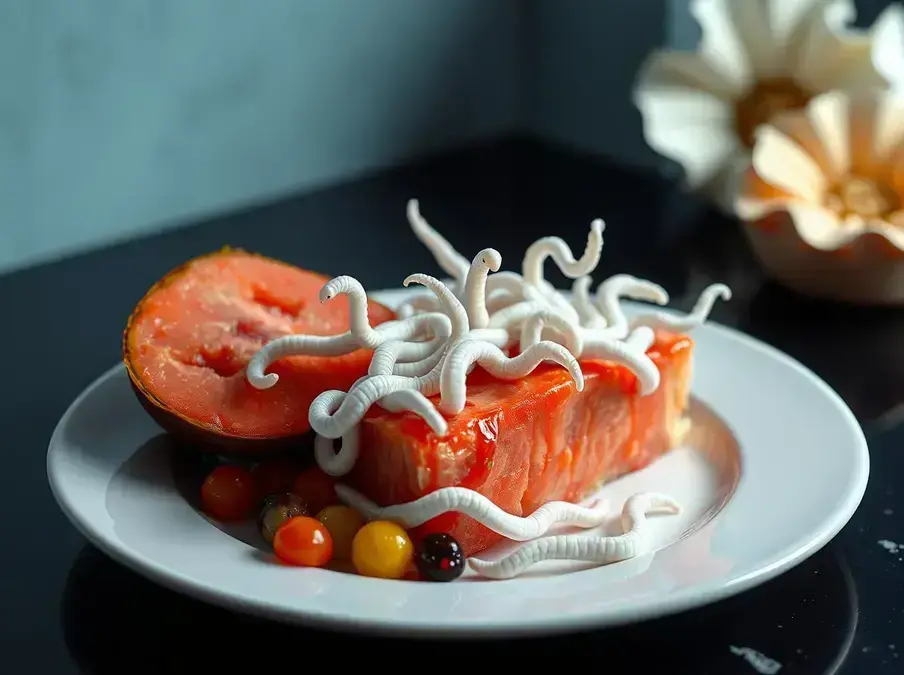 Soñar con gusanos blancos en la comida