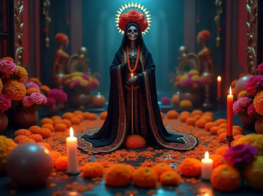 Soñar con la santa muerte negra altar