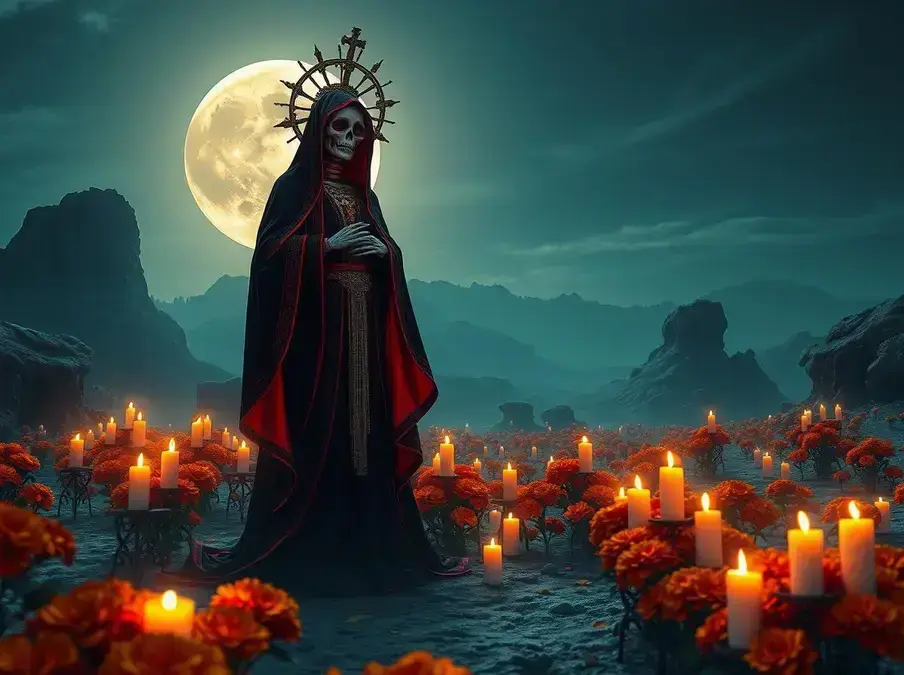 Soñar con la santa muerte negra y roja