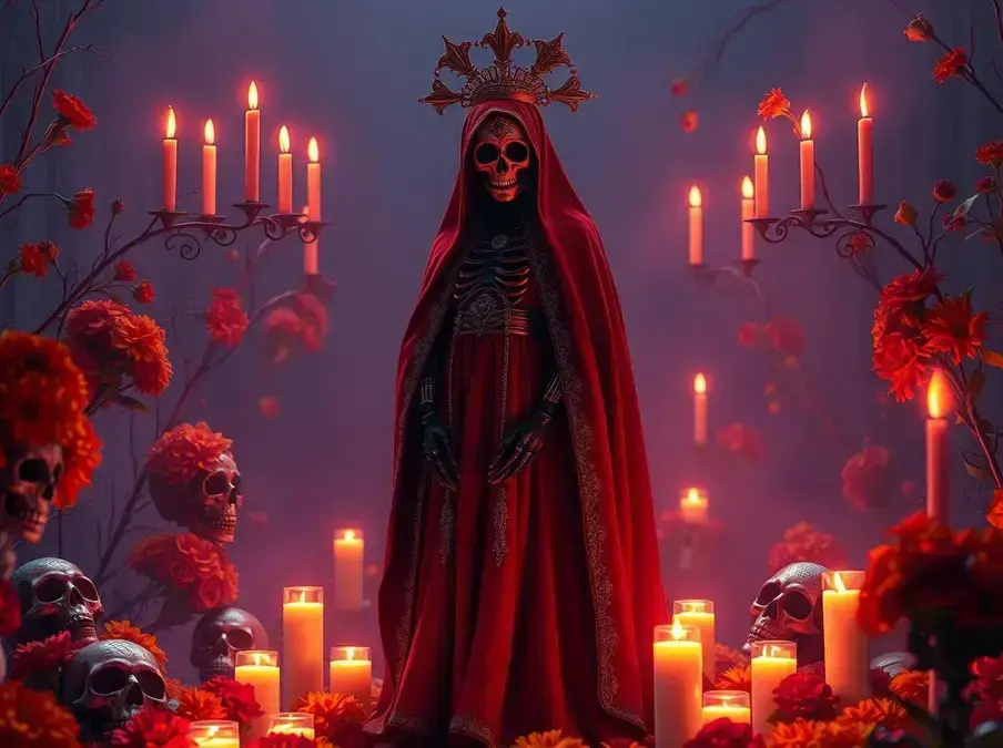 Soñar con la santa muerte roja y negra